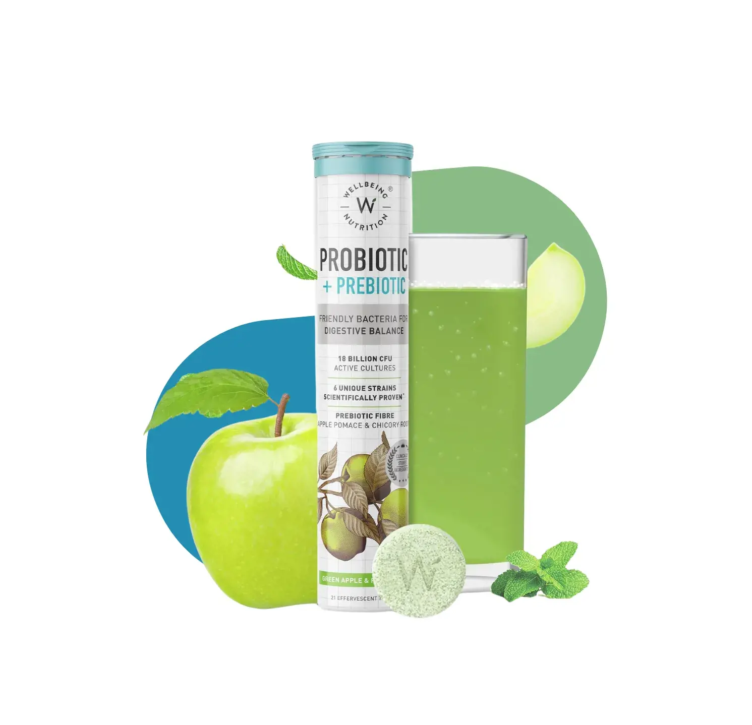 WB DAILY PROBIOTIC+PREBIOT 21 TABS GREEN APPLE&PEPPERMINT