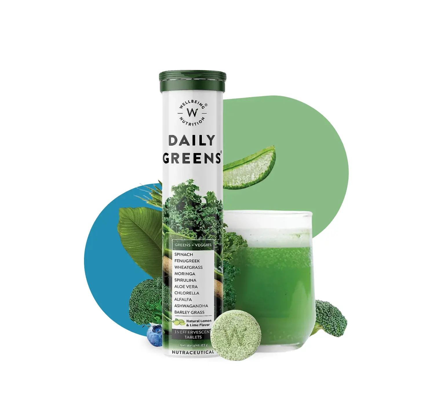 WB DAILY GREENS 15 TABS NATURAL LEMON&LIME