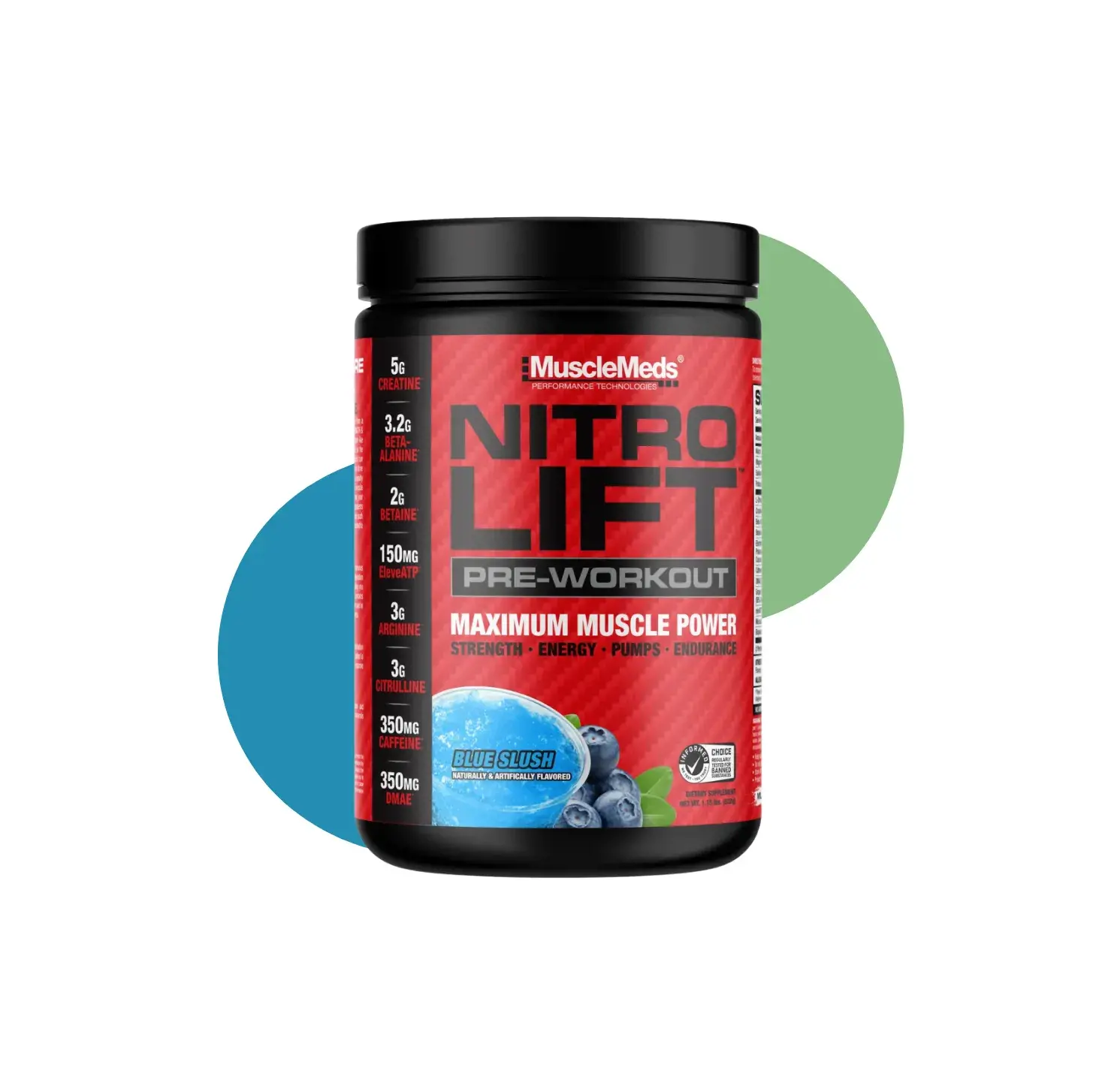 MM NITRO LIFT PRE-WORKOUT 522GM 40 SER BLUE SLUSH